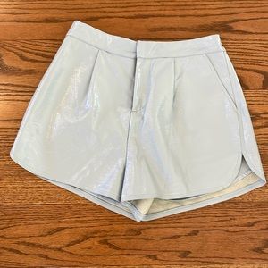Grey lab vinyl/leather look pleated shorts